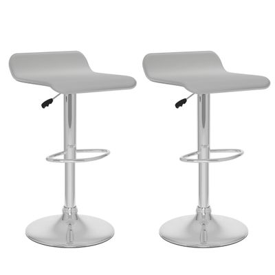 CorLiving Set of 2 Adjustable Low Back Curved Bar Stool White: Faux Leather, Metal Frame, Swivel, Footrest