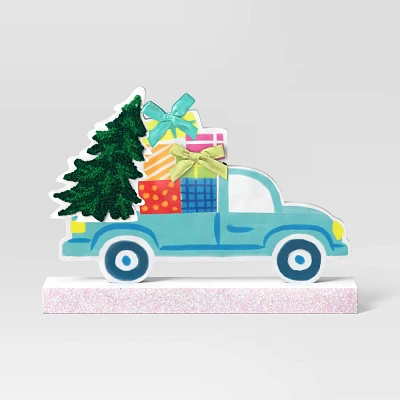 Wood Vintage Truck Christmas Figurine - Wondershop Blue