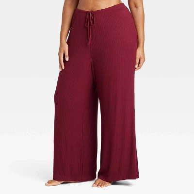 Women Cozy Ribbed Wide Leg Lounge Pant