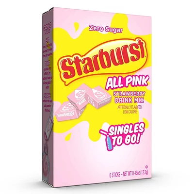 Starburst Zero Sugar Strawberry All Pink Drink Mix - 6ct Packets