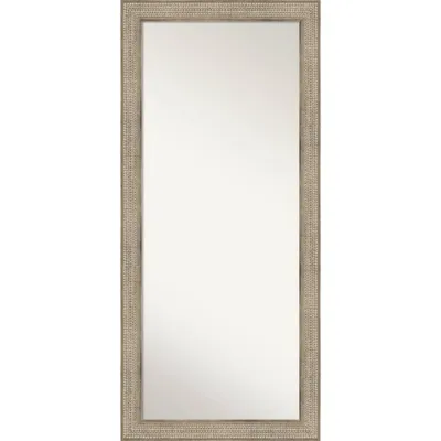 30 x 66 Non-Beveled Trellis Silver Wood Full Length Floor Leaner Mirror - Amanti Art