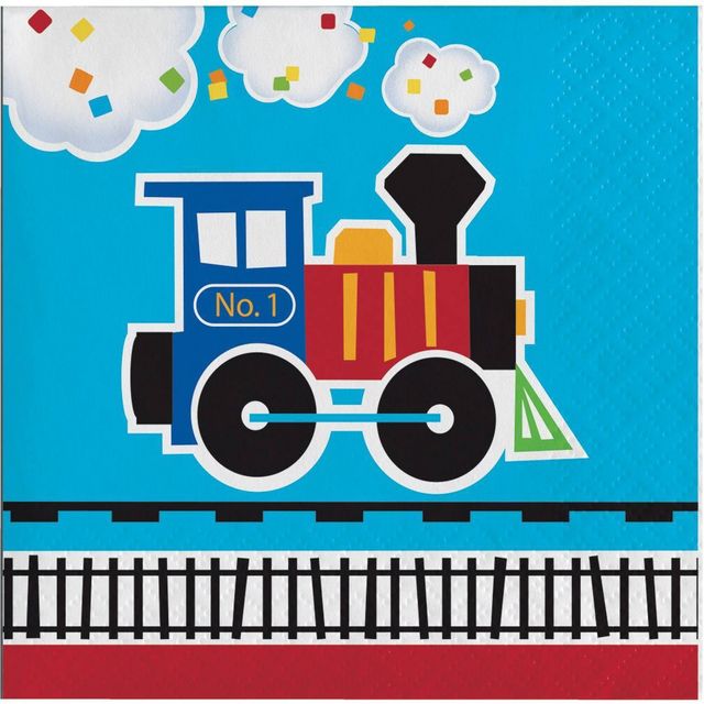 48ct All Aboard Train Beverage Napkins