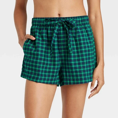 Women Check Flannel Pajama Short