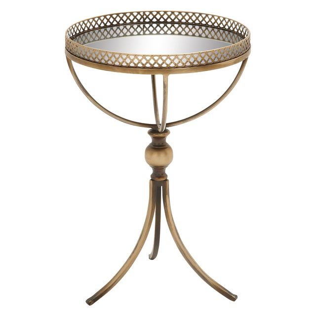 Metal and Glass Round Pedestal Table Gold - Olivia & May