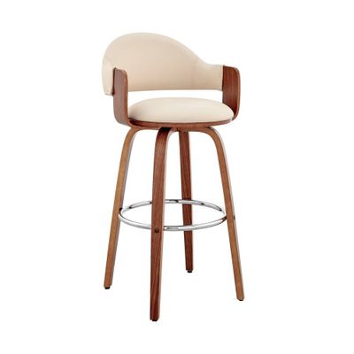 30 Daxton Counter Height Barstool with Cream Faux Leather Seat Walnut Finish Frame - Armen Living