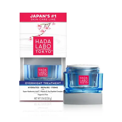 Hada Labo Tokyo Anti-Aging Overnight Treatment, Hyaluronic Acid Night Cream - 1.76oz