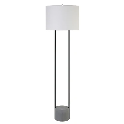 Hampton & Thyme 65.5 Floor Lamp: Blackened Bronze, Concrete Base, Polyester Drum Shade