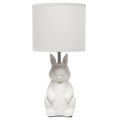 Simple Designs 16.33 Cute Wonders Whimsical Perched Bunny Rabbit Table Lamp White