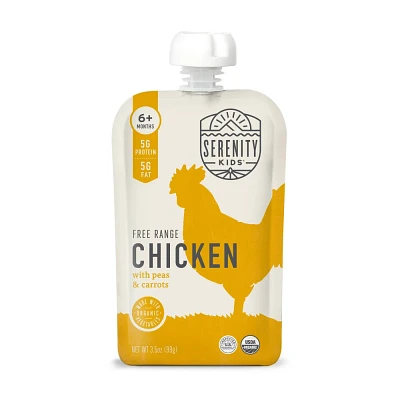 Serenity Kids Free Range Chicken with Organic Peas & Carrots Baby Food Pouch - 3.5oz