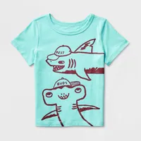 Toddler Girl Adaptive Shark Short Sleeve T-Shirt