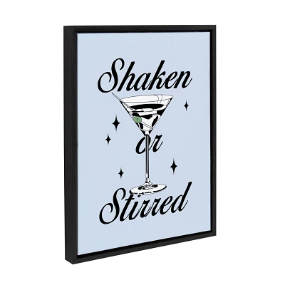 Kate & Laurel All Things Decor 18x24 Shaken or Stirred Blue Framed Canvas by Alli Standefer Black