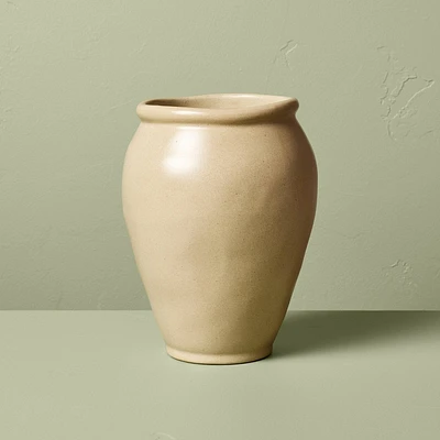 7.5 Smooth Ceramic Urn Vase Cream - Hearth & Hand with Magnolia: Farmhouse Bud Vase, Watertight, Recycled Content