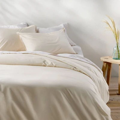 King Cotton Percale Duvet Set Natural - Casaluna