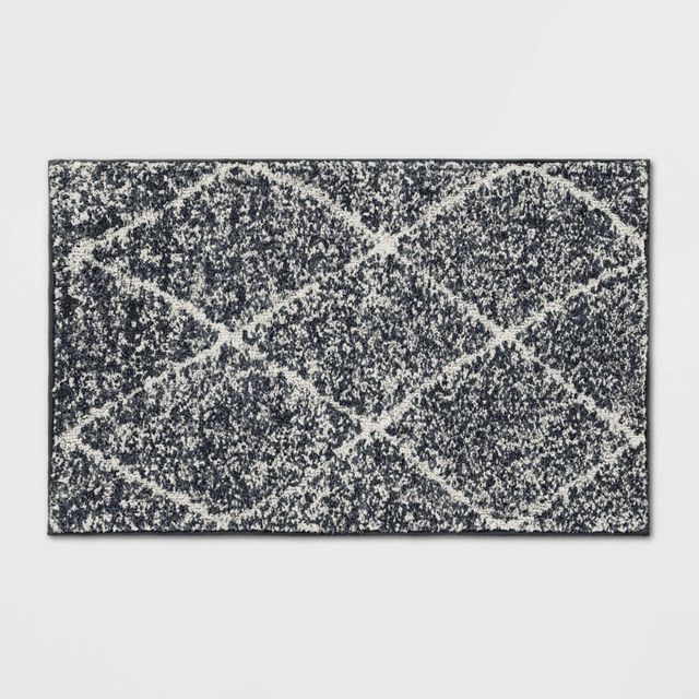 26x4 Washable Criss Cross Easy Care Accent Rug Charcoal/Ivory - Threshold