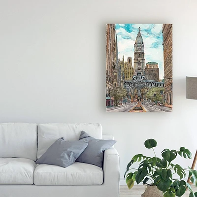 Us Cityscape Philadelphia by Melissa Wang - Trademark Fine Art: Gallery-Wrapped Canvas, Digital City Art