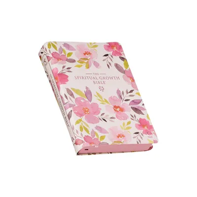 The Spiritual Growth Bible, Study Bible, NLT - New Living Translation Holy Bible, Faux Leather, Pink Purple Printed Floral - (Leather Bound)