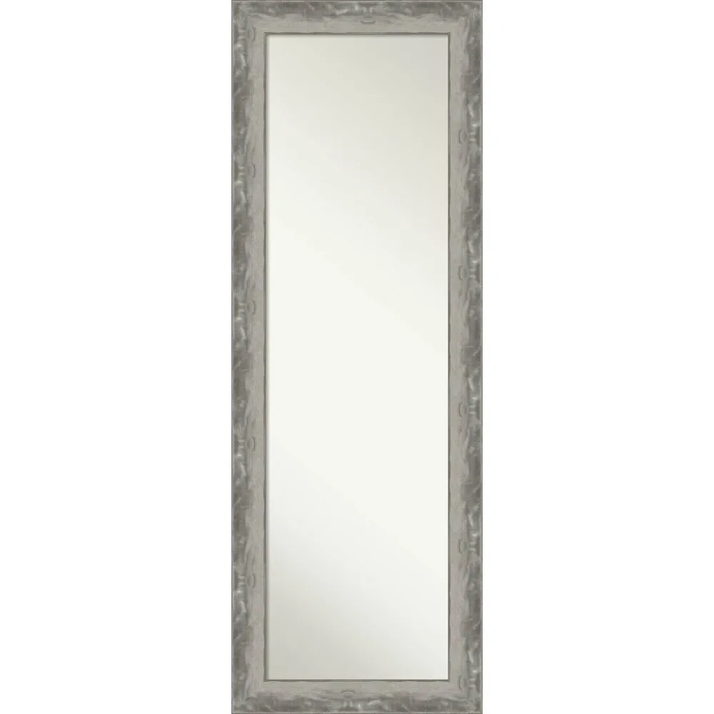 19 x 53 Non-Beveled Waveline Silver Narrow Full Length on The Door Mirror - Amanti Art