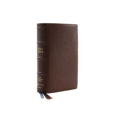 Nkjv, Single-Column Reference Bible, Premium Goatskin Leather, Brown, Premier Collection, Comfort Print - by Thomas Nelson (Leather Bound)