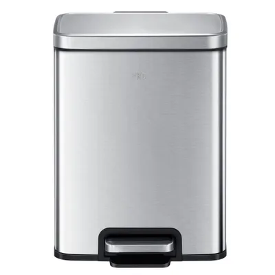 EKO Stainless Steel 6L Madison Step Trash Can Brushed: Indoor Silver Kitchen Trash Can with Lid, Spot Clean, 11.8 Height