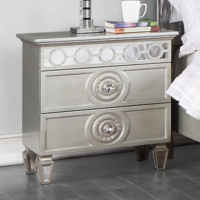 26 Varian Nightstand Silver and Mirrored Finish - Acme Furniture