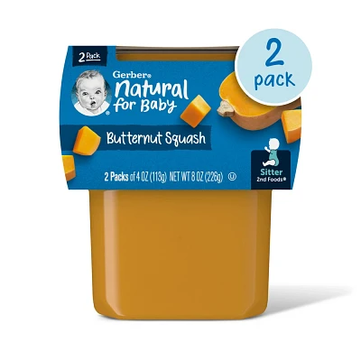 Gerber Baby Food Stage 2 Butternut Squash Puree Tub - 2ct/8oz