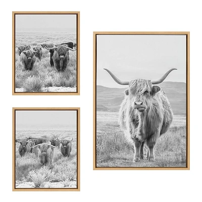 Kate & Laurel All Things Decor: Sylvie Highland Cows Art, Rustic Farmhouse Decor, Wall Display