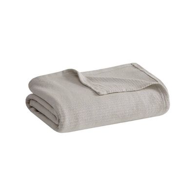 Fresh spun Basketweave Cotton Blankets Gray