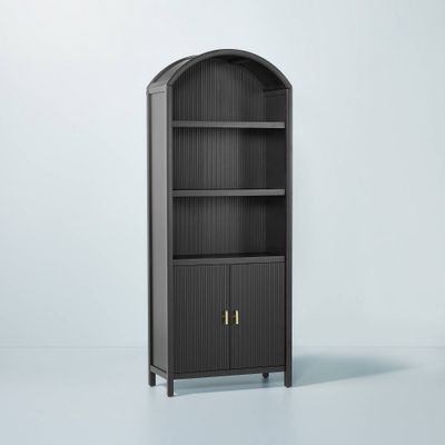 Grooved Wood Arch Bookcase Cabinet - - & Magnolia: Style