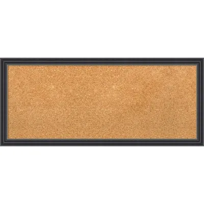 32x14 Stylish Wood Frame Natural Cork Board Black - Amanti Art: Wall Mounted, Bulletin Display, Office Decor