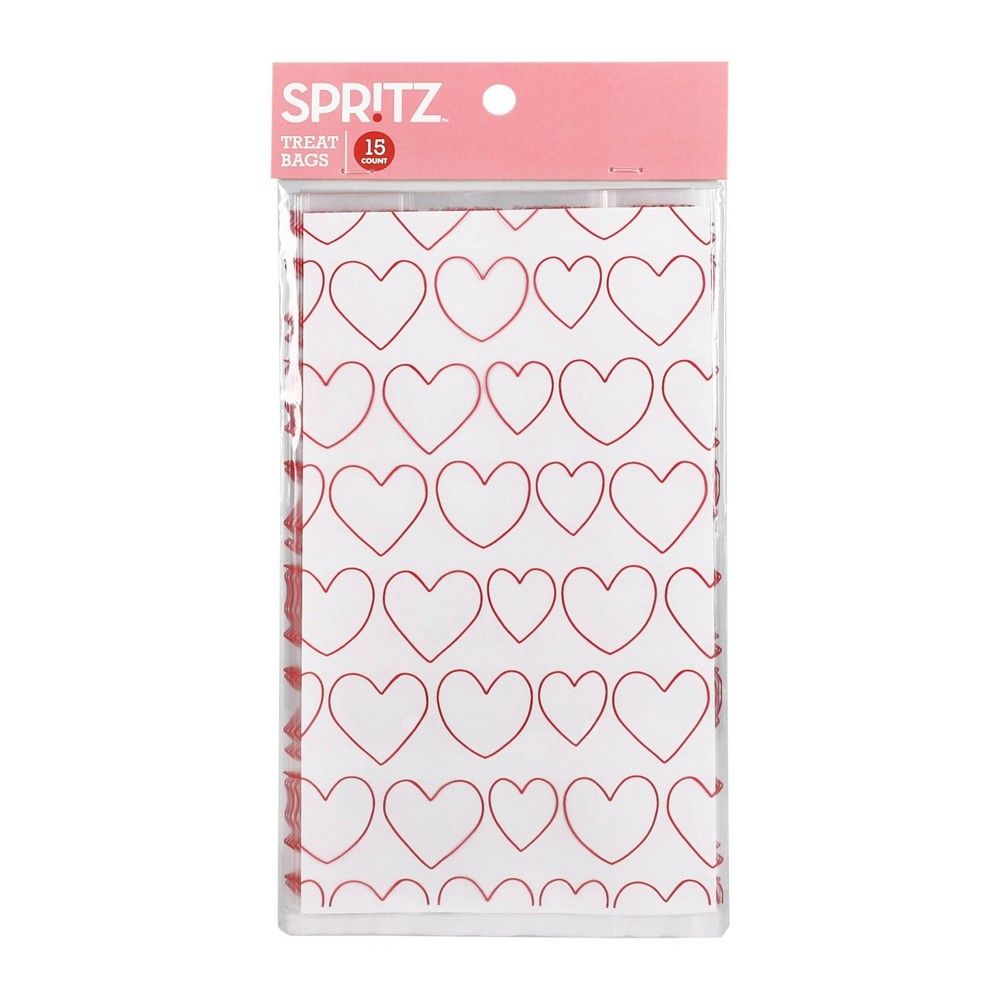 White Heart on Red Small Gift Bag with Tissue - Spritz