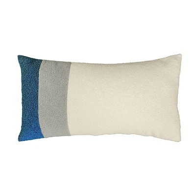 Edie@Home 15x30 Oversized Colorblock Faux Shearling Racing Striped Lumbar Pillow: Feather-Filled, Indoor Use, Hidden Zipper