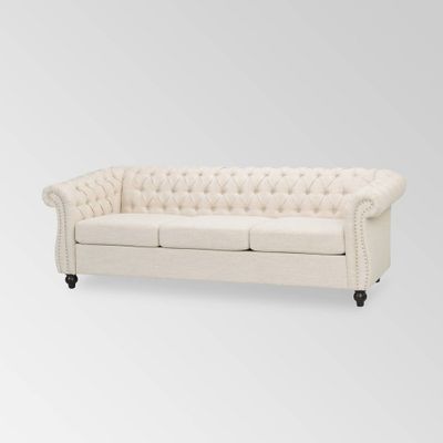 Parksley Leather Tufted Chesterfield Sofa