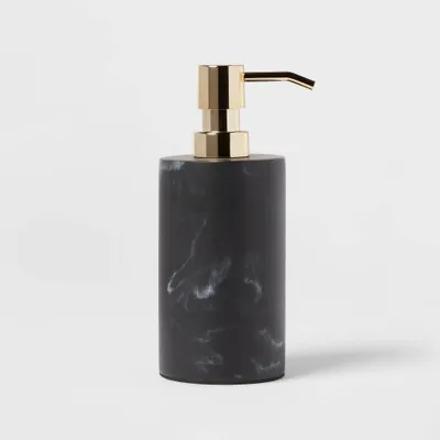 Marble Soap Pump Black - Threshold: Resin Bathroom Dispenser, Refillable, Spot Clean, 250ml Capacity