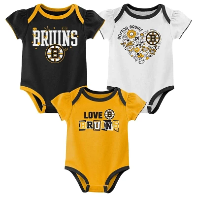 NHL Boston Bruins Baby Girls 3pk Bodysuit