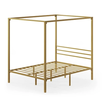 Queen Patricia Canopy Bed Frame Gold - Zinus: Elegant Metal Structure, No Box Spring Needed