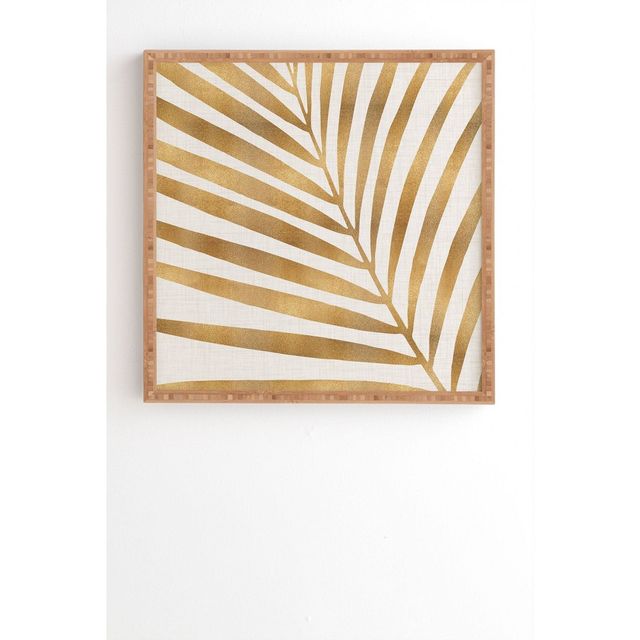 Modern Tropical Metallic Palm Leaf Framed Wall Art - Deny Designs: Eco-Friendly Bamboo Frame, Digital Botanical Print