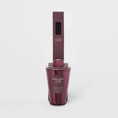 6oz Purple Metallic Reed Diffuser Black Violet and Oud - Threshold