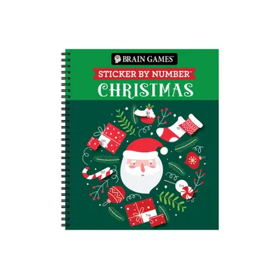 Brain Games - Sticker by Number: Christmas (28 Images to Sticker - Santa Cover - Bind Up) - (Spiral Bound)