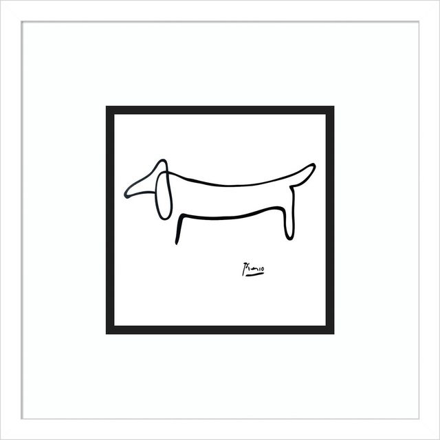 Amanti Art 16 x 16 Le Chien The Dog by Pablo Picasso Framed Wall Art Print White: Modern Decor, Hardwood Frame, Animal Lithograph