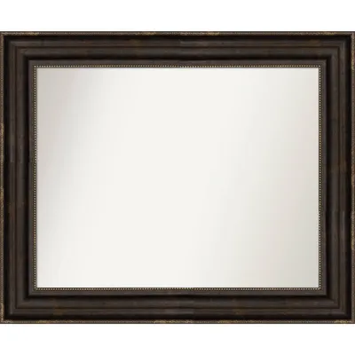 34 x 28 Non-Beveled Stately Bronze Bathroom Wall Mirror - Amanti Art: Polystyrene Frame, Wall Mount