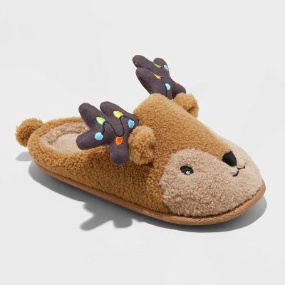 Kids Holiday Light up Reindeer Slippers