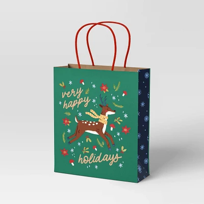 Very Happy Holidays with Deer Extra-Large Cub Christmas Gift Bag Green - Wondershop