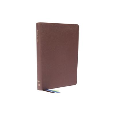 Net Bible, Thinline Large Print, Genuine Leather, Brown, Comfort Print - by Thomas Nelson (Leather Bound)