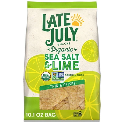 Late July Snacks Thin and Crispy Organic Tortilla Chips with Sea Salt and Lime - 10.1oz