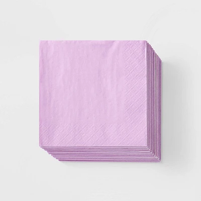 30ct Beverage Napkins Light Purple - Spritz