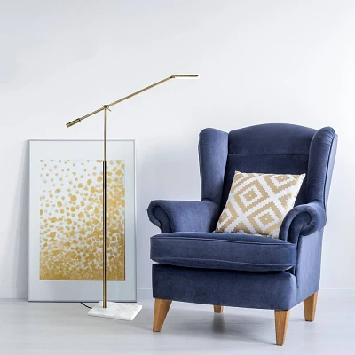 LED Vera Floor Lamp Antique Brass with Marble Base & Touch Dimmer Includes LED Bulb - Adesso