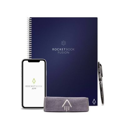 Fusion Smart Reusable Notebook 7 Page Styles 42 Pages 8.5x11 Letter Size Eco-Friendly Notebook Blue - Rocketbook