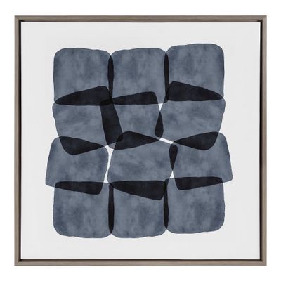 Kate & Laurel All Things Decor 30x30 Sylvie Navy Block Abstract Framed Canvas by Amy Lighthall : Modern Wall Art, Digital Print