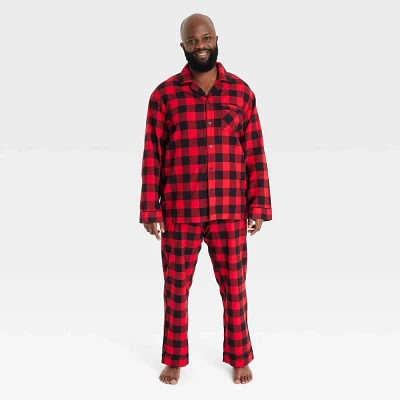 Men Buffalo Check Flannel Holiday Matching Family Pajama Set