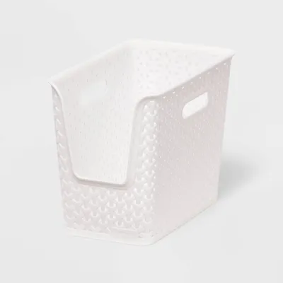 Y-Weave Narrow Easy Access Decorative Storage Basket White - Brightroom